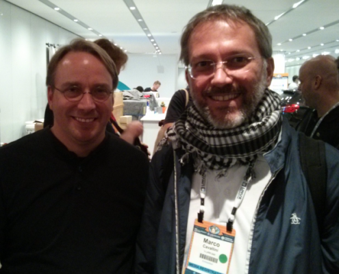 Marco Cavallini and Linus Torvald at ELCE 2014 in Dusseldorf